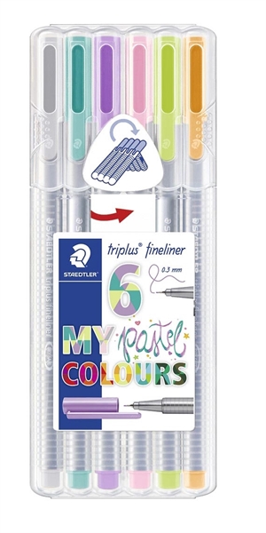 Staedtler Fineliner Triplus 0,3mm Pastel ass (6)Staedtler Fineliner Triplus 0,3mm Pastel zestaw (6)